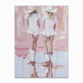 Coastal Cowgirls Print Pink Boots Western Preppy Canvas Print