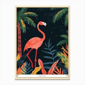 Greater Flamingo Portugal Tropical Illustration 3 Poster Canvas Print