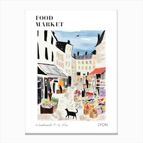 The Food Market In Lyon 1 Illustration Poster Canvas Print