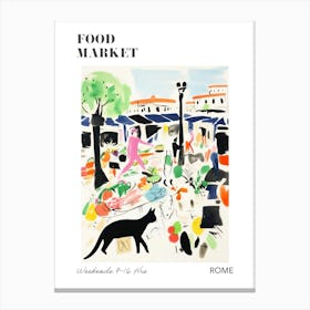 The Food Market In Rome 4 Illustration Poster Canvas Print