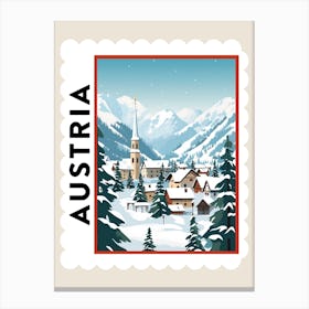 Retro Winter Stamp Poster Hallstatt Austria 4 Canvas Print