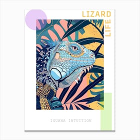 Blue Iguana Modern Illustration 4 Poster Canvas Print