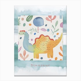 Cute Muted Pastels Pattern Dinosaur 3 Poster Canvas Print