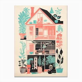 A House In Charleston, Abstract Risograph Style 1 Canvas Print