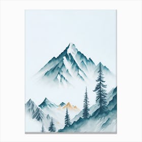 Mountain And Forest In Minimalist Watercolor Vertical Composition 103 Canvas Print