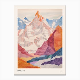 Makalu Nepal 1 Colourful Mountain Illustration Poster Canvas Print