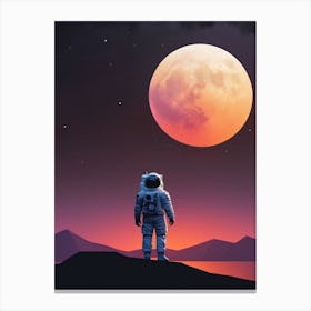 Low Poly Astronaut Minimalist Sunset (27) Canvas Print