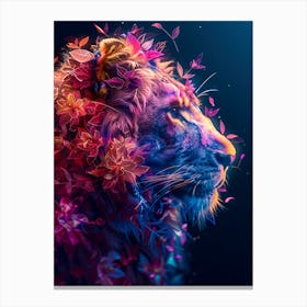 Lion With Flowers 7 Canvas Print