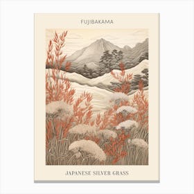Fujibakama Japanese Silver Grass 1 Japanese Botanical Illustration Poster Canvas Print