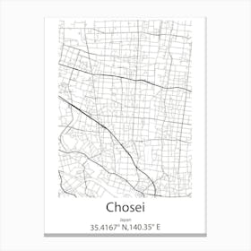 Chosei,Japan Minimalist Map Canvas Print