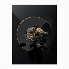 Shadowy Vintage Giant French Rose Botanical in Black and Gold n.0116 Canvas Print