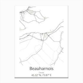 Beauharnois,Canada Minimalist Map Canvas Print