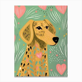 Abstract Cute Heart & Dog Line Illustration 3 Canvas Print