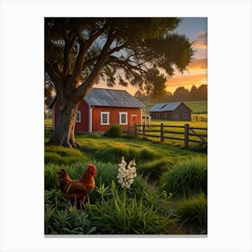 Sunset On The Farm Canvas Print