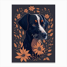 Floral Dog Portrait Boho Minimalism (30) Canvas Print