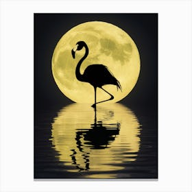 Flamingo In The Moonlight Canvas Print