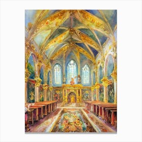 Opulent Banquet Hall From The Medieval Era Canvas Print