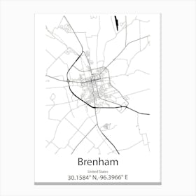 Brenham,United States Minimalist Map 1 Canvas Print