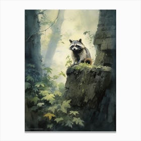 Raccoon Guardians Watercolour 2 Canvas Print