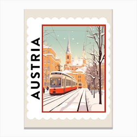 Retro Winter Stamp Poster Vienna Austria 2 Canvas Print
