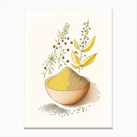 Mustard Seed Spices And Herbs Pencil Illustration 3 Canvas Print