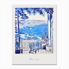 Rovinj Croatia Mediterranean Blue Drawing Poster Canvas Print