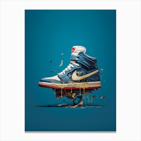 Jordan 1 Blue Nike Sneakers Painting Poster Canvas Print