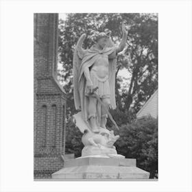 Statue In Front Of Saint John S Church, Convent, Louisiana By Russell Lee Canvas Print