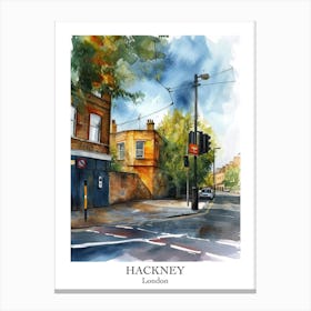 Hackney London Borough   Street Watercolour 4 Poster Canvas Print