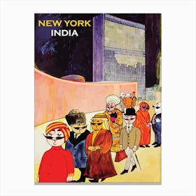 New York India Funny Airline Poster Canvas Print