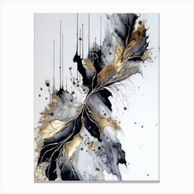 Abstract Black And Gold Painting 1 Canvas Print