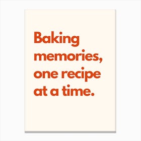 Baking Memories Kitchen Typography Cream Red Canvas Print