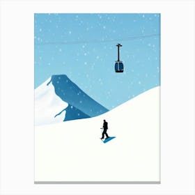 Niseko, Japan Minimal Skiing Poster Canvas Print