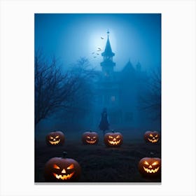 Haunting Halloween Greetings On A Misty Night (31) Canvas Print