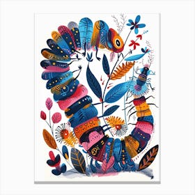 Colourful Insect Illustration Catepillar 4 Canvas Print