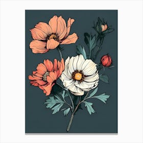 Flowers On A Dark Background 2 Canvas Print