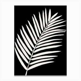 Tropical Palm Leaf Black And White Canvas Print