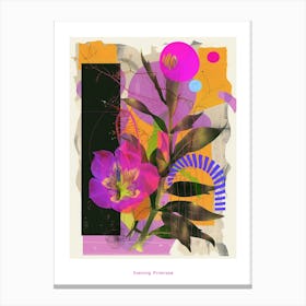 Evening Primrose 1 Neon Flower Collage Poster Canvas Print