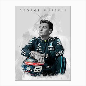 George Russell F1 Drawing Street Art Canvas Print