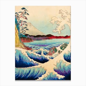 Illustration Wave Japanese Mount Fuji Canvas Print