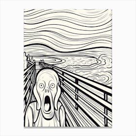 Line Art Inspired By The Scream 5 Canvas Print