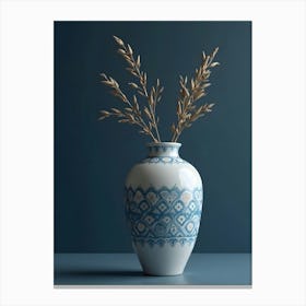 A Classic Vase Plain Ethnic Accents Dark Blue Background Realistic Vertical 16 Tkrb Foll Canvas Print