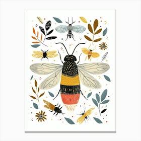 Colourful Insect Illustration Hornet 13 Canvas Print