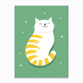 Cat Sitting On A Green Background Canvas Print