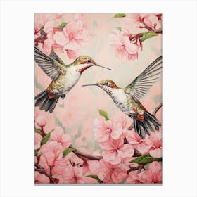 Vintage Japanese Inspired Bird Print Hummingbird 5 Canvas Print