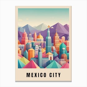 Mexico City Travel Poster Low Poly (3) Canvas Print