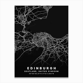 Edinburgh Scotland Black Map Canvas Print