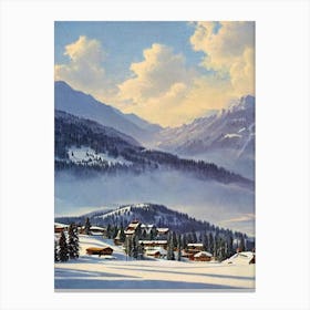 Crans Montana, Switzerland Ski Resort Vintage Landscape 3 Skiing Poster Canvas Print