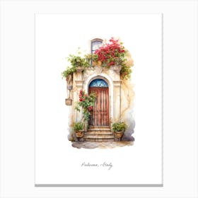 Palermo, Italy   Mediterranean Doors Watercolour Painting 1 Poster Canvas Print
