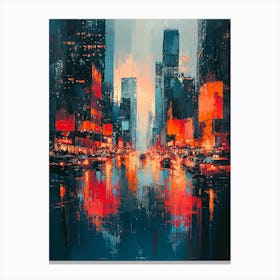 Vibrant Abstract Cityscape With Blurred Lights – Modern Urban Night Art Print Canvas Print